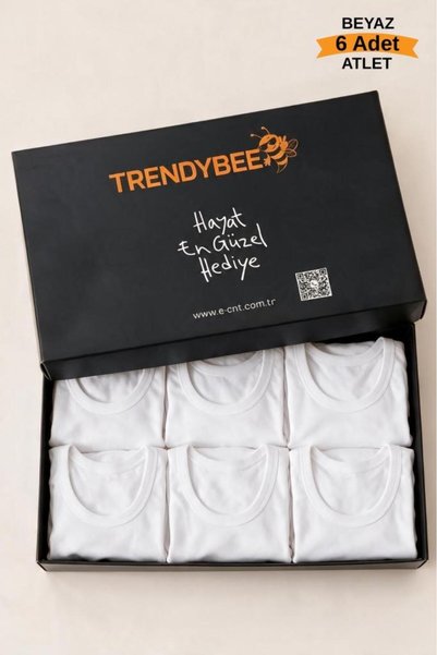 CENNETOĞLU 6 Pieces of Men's White Combed Cotton Undershirts in Economic Pack...