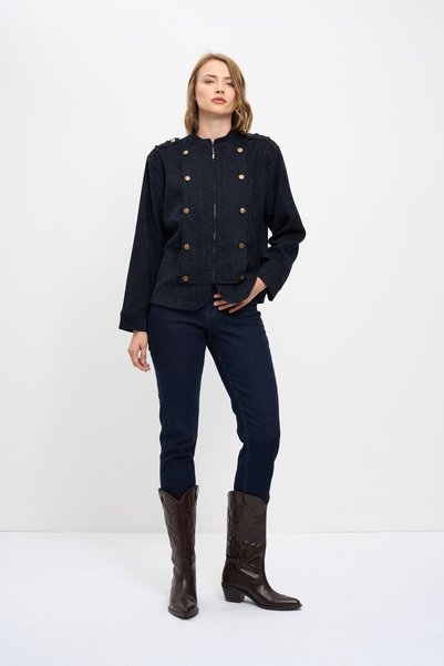 HANIQA Kadın Kadife Dokulu Denim Ceket