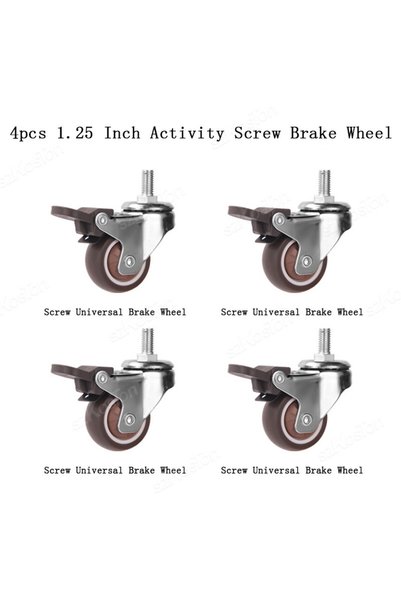 Choice1 1.25 inch 4 Brake 4 Pcs 1.25 Inch Stem Caster Wheels TPR Screw Lever ...