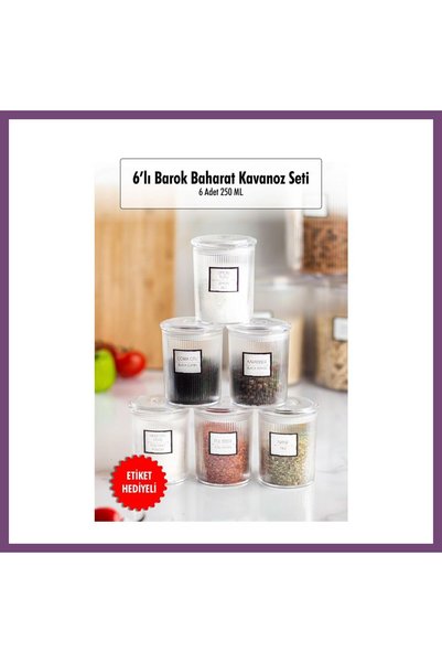 Generic Brand 6-Piece Baroque Round Spice Jar Set & Storage Container & Food ...
