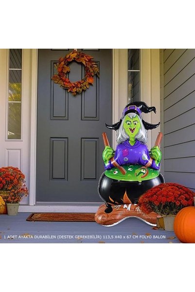 partidolu Halloween Cadı Kazanı Folyo Balon 113X67 cm 1 Adet