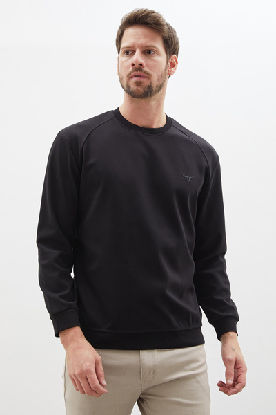 Fulla Moda Printed Crew Neck Interlock Sweatshirt