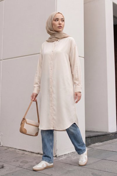 Salih Çelebi Basic Classic Long Tunic 4061 - Beige