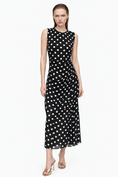 HAKKE Body-Hugging Draped Midi Dress