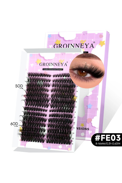 Choice7 مجموعة رموش FE3 GROINNEYA الطبيعية بتصميم قطة، أطراف مجنحة، رموش طويل...