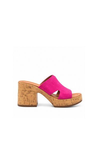 Folle Fuchsia Suede Women's Platform Heeled Slippers – Genuine Leather Lined ...