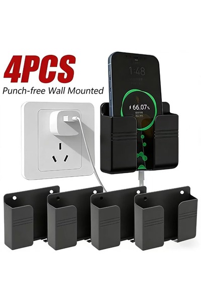 Choice black-4pcs 4Pcs Phone Wall Holder Organizer Storage Box Punch Free Uni...