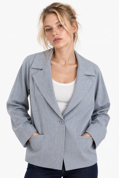 HAKKE Geniş Yaka Kısa Kesim Blazer CEKET