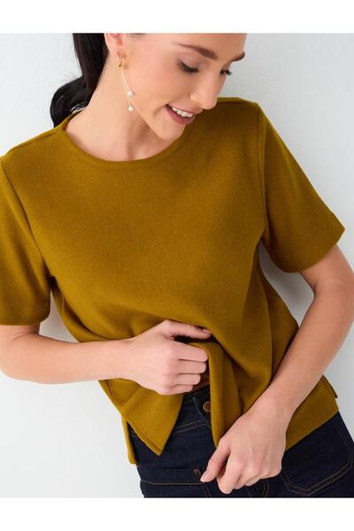 Jimmy Key Green Round Neck Short Sleeve Soft Touch Blouse