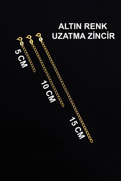 Silver Station Altın Renkli 925 Ayar Gümüş Uzatma Zincir - Gümüş Kolye Bilekl...