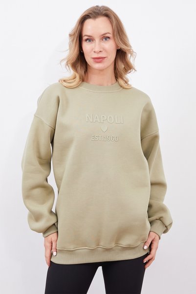 Fulla Moda Napoli Baskılı Oversize Sweatshirt