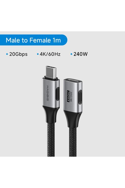 choice2 كابل تمديد USB-C من هاجيبيس بطول 1 متر، موصل ذكر إلى أنثى، سرعة نقل 2...