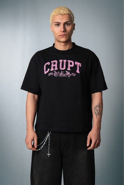 Crupt Studio Tricou pentru bărbați Shadow Club Black Boxy Crop