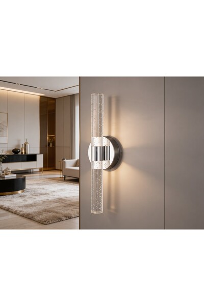 DizaynLED Pilli Kristal Kabarcık Modern Krom Duvar Aplik DL-035KROM-DUVARTIPI...