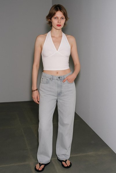 HAKKE Halter Neck Stretchy Knitted Blouse