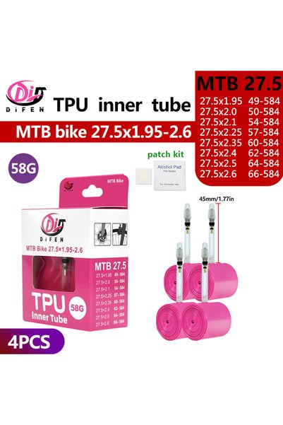 Choice صمام بريستا 45 مم DF 27.5x1.95-2.6 4 قطع ديفين TPU أنبوب داخلي لدراجة ...