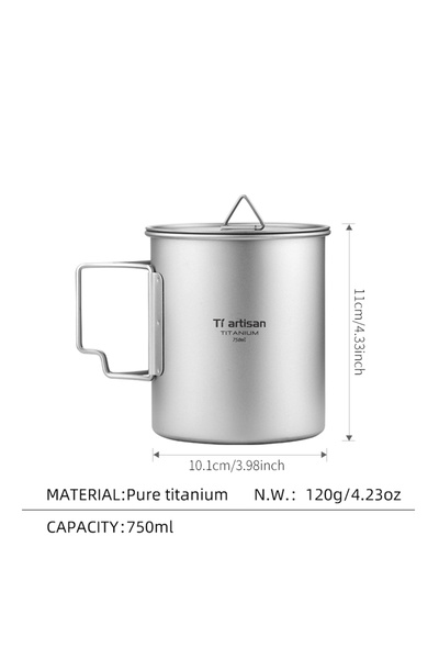 Choice Ta8315A Tiartisan Titanium 750ml Foldable Coffee Mug Tea Cup With Lid ...