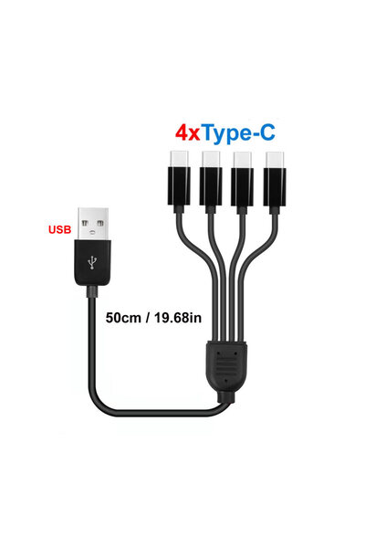 Choice A to 4xtype-C 50cm Short Cord 5V USB A C to Type C Multiple Charging C...