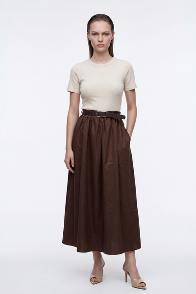 HAKKE Belt Detailed Midi Length Dress