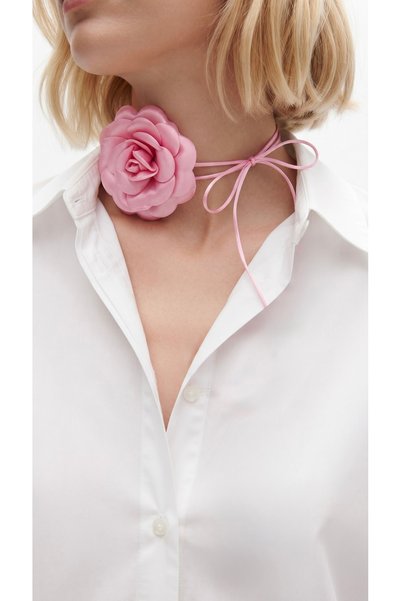 Âlâ Atelier Bağcıklı Kumaş Çiçek Choker Kolye Gül Kolye