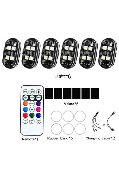 choice2 1PC Remote 6 Light RGB Led Car Strobe Lights Motorcycle LED Flash Pos...