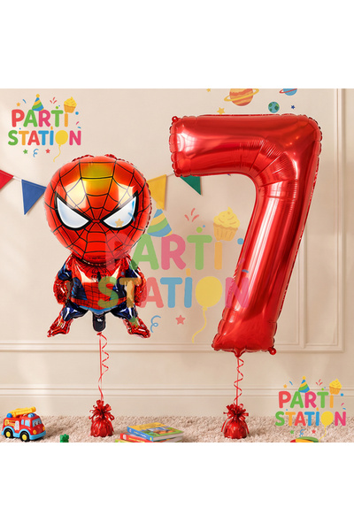 Parti Station Spiderman 1 Year Old Balloon and Red Number Balloon Birthday Pa...