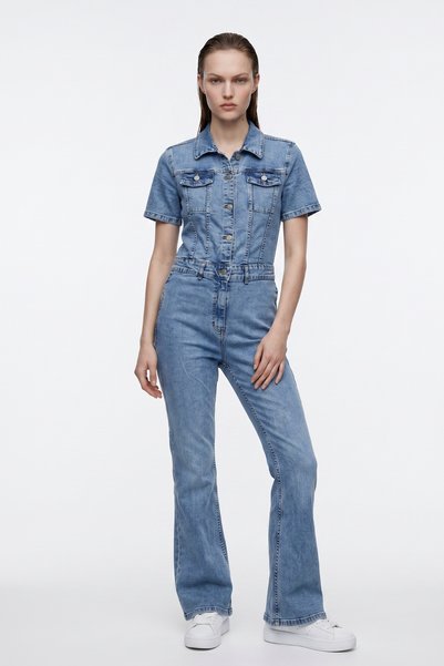 HAKKE İspanyol Paça Kısa Kollu Denim TULUM