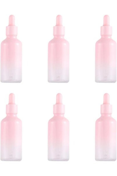 KASTWAVE 6 Pack 1oz Pink Glass Dropper Bottles with Golden Caps - Thick, Refi...