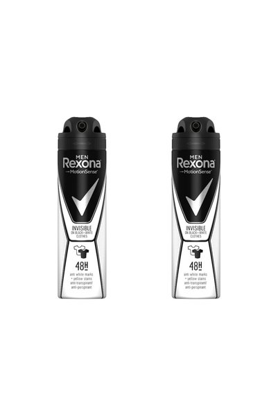 Rexona Set of 2 Men Invisible Black & White Antiperspirant Spray, 150 ml