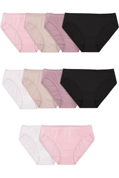 Fruit of the loom ملابس داخلية نسائية قطنية على شكل بيكيني، عبوة متعددة من ال...