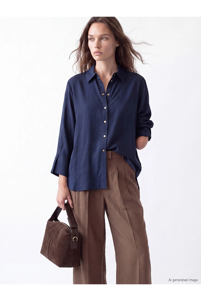 LC Waikiki Navy Blue Easy-To-Wear Modal Blend Shirt