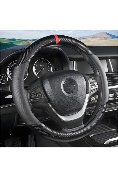 EXCEFORE Carbon Fiber Car Steering Wheel Cover, Universal 15 inch Breathable ...
