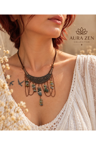 Generic Brand Copper Authentic Necklace Natural Stone