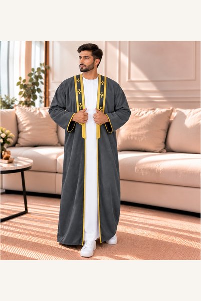 Generic Brand Men's Winter Velvet Fur with Hood - Warm Long Coat