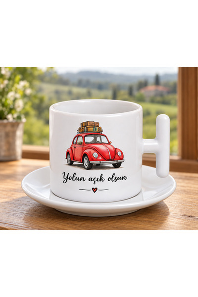 KADOREX DESIGN May the Road Be Open Written Red Vosvos Figured Coffee Cup