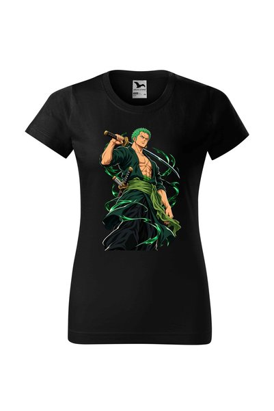 Malfini Tricou personalizat "One Piece – Zoro", Negru, Dama, Bumbac 100%,