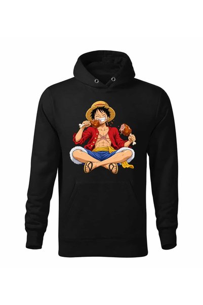 Malfini Hanorac personalizat "One Piece – Luffy #3", Negru, Barbat, Unisex