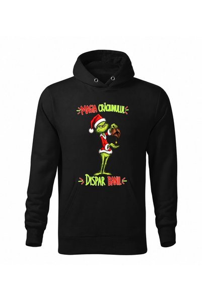 Malfini Hanorac personalizat "Grinch - Magia Craciunului", Negru, Barbat, Unisex