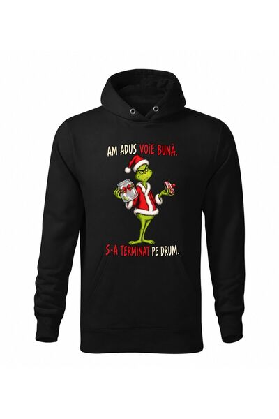 Malfini Hanorac personalizat "Grinch - Voie buna", Negru, Barbat, Unisex, 65%...