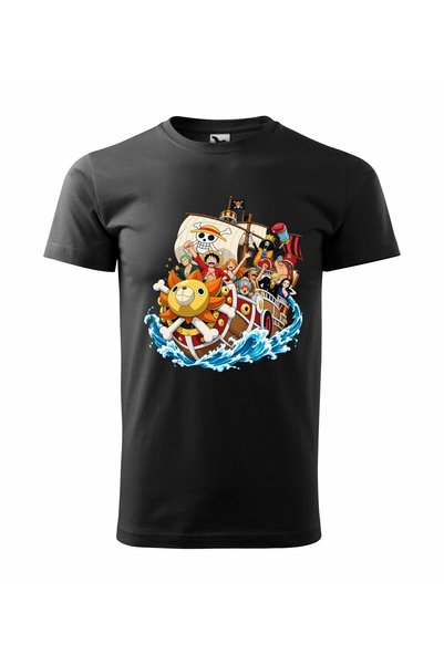 Malfini Tricou personalizat "One Piece – Thousand Sunny", Negru, Barbat, Bumb...