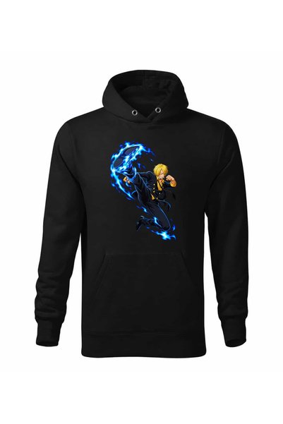 Malfini Hanorac personalizat "One Piece – Sanji #2", Negru, Barbat, Unisex