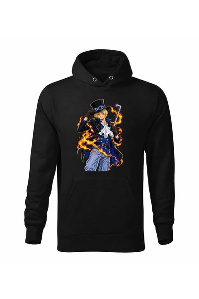 Malfini Hanorac personalizat "One Piece – Sabo", Negru, Barbat, Unisex, 65% b...