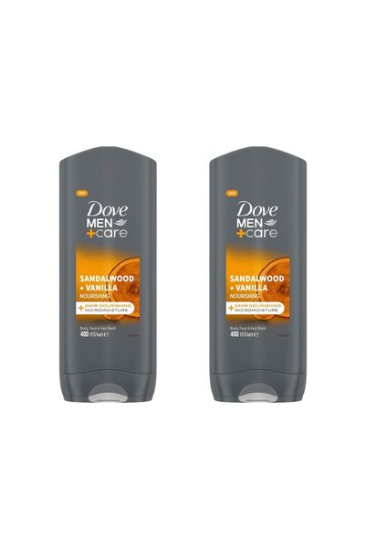 Dove Set de 2 geluri de duș Men+Care Sandalwood + Vanilla, 400 ml