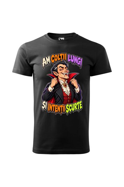 Malfini Tricou personalizat "Am coltii lungi", Negru, Barbat, Bumbac 100%,