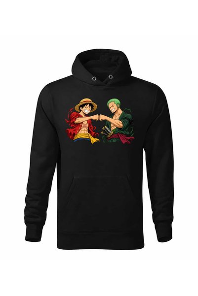 Malfini Hanorac personalizat "One Piece #2", Negru, Barbat, Unisex, 65% bumba...