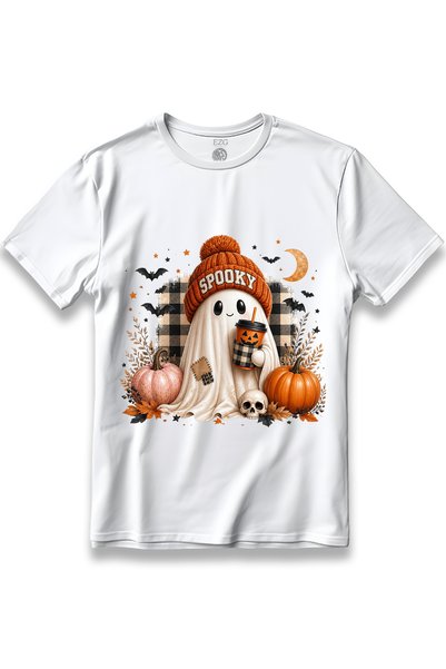 EZG Business تي شيرت مطبوع عليه شعار الهالوين من SPOOKY GHOTS للجنسين مصنوع م...