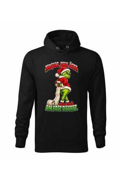 Malfini Hanorac personalizat "Grinch - Discret", Negru, Barbat, Unisex, 65% b...