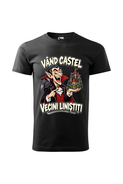 Malfini Tricou personalizat "Vand castel", Negru, Barbat, Bumbac 100%,