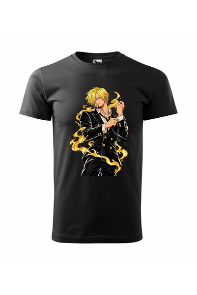 Malfini Tricou personalizat "One Piece – Sanji #1", Negru, Barbat, Bumbac 100%,