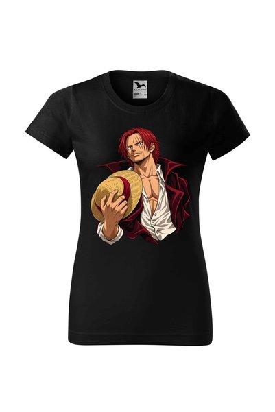 Malfini Tricou personalizat "One Piece – Shanks", Negru, Dama, Bumbac 100%,
